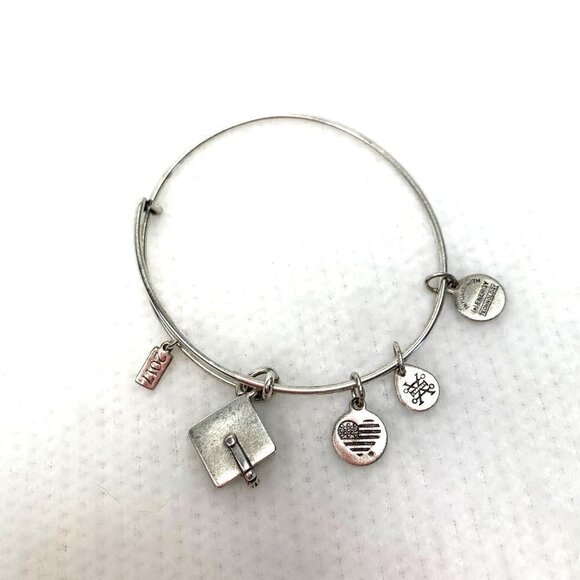 Alex and Ani 2017 Graduation Charm Bracelet - Silver, Expands 2"- 3.5" - Picture 1 of 2